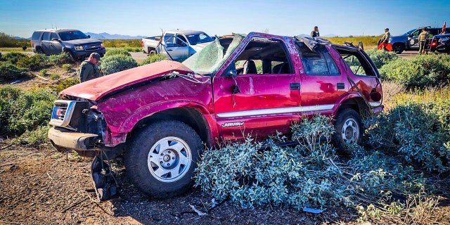 The chase ended in a rollover crash, according to officials.