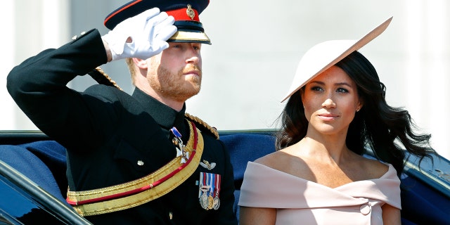 The Duke and Duchess of Sussex during Trooping the Colour, 2018, in London. The couple resides in California with their two children.