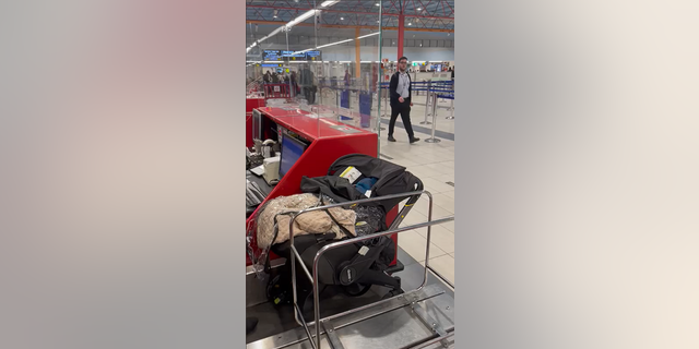 The baby, abandoned at the Ryanair desk in Ben Gurion Airport. 