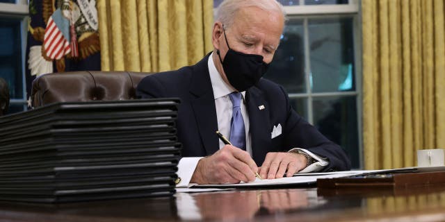 President Biden signed several executive orders in his first week in office, some of which Republicans say made inflation worse. (Chip Somodevilla / Getty Images / File)