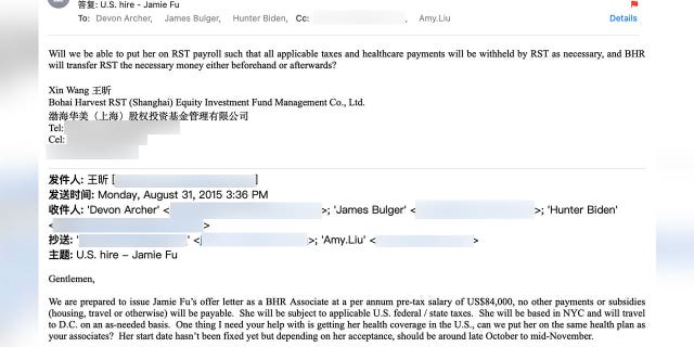 BHR Partners' Xin Wang told other executives at BHR Partners that they were "prepared to issue Jamie Fu's offer letter as a BHR Associate at a per annum pre-tax salary of US$84,000."