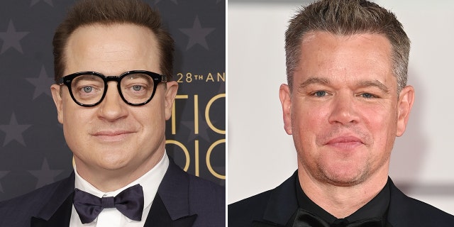 Brendan Fraser, left, opened up about being fully nude with Matt Damon in the infamous shower scene from the 1992 film "School Ties."