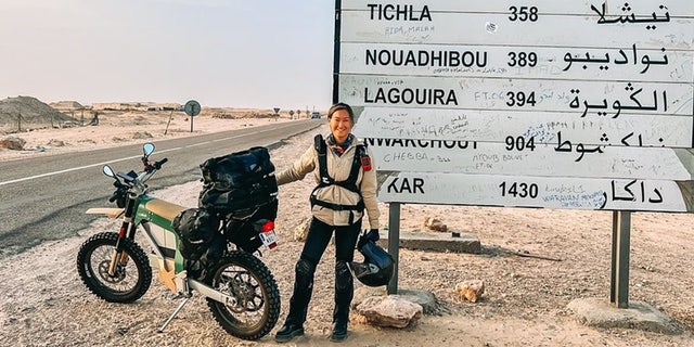 Solo girl first to journey throughout Africa on an electrical motorbike