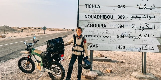 Solo girl first to journey throughout Africa on an electrical motorbike Solo girl first to journey throughout Africa on an electrical motorbike