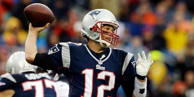 New England Patriots quarterback Tom Brady, #12, passes against the Denver Broncos in the first quarter of an NFL football game on Oct. 7, 2012, in Foxborough, Massachusetts.