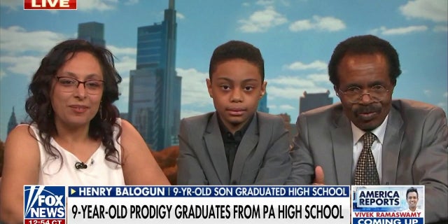 David Balogun and his parents Ronya and Henry Balogun on ‘America Reports.’
