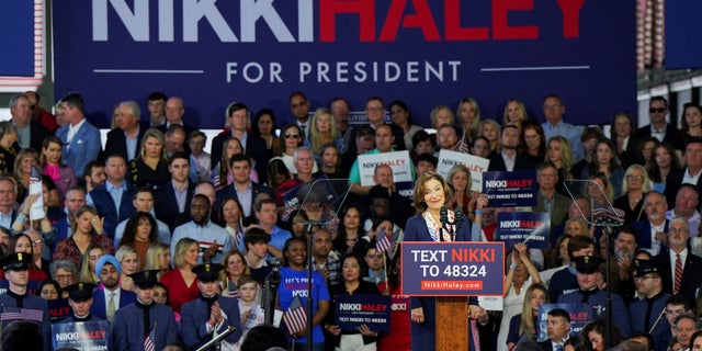 Cindy Warmbier, mother of Otto Warmbier, the American college student who was imprisoned by North Korea and died soon after his release in 2017, introduces Nikki Haley as she announces her run for the 2024 Republican presidential nomination at a campaign event in Charleston, South Carolina.