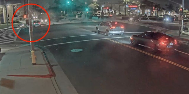 Video of the crash obtained by Fox News Digital shows the suspect vehicle flying through a red light along the Pacific Coast Highway and crashing into the victims' vehicle at the intersection.