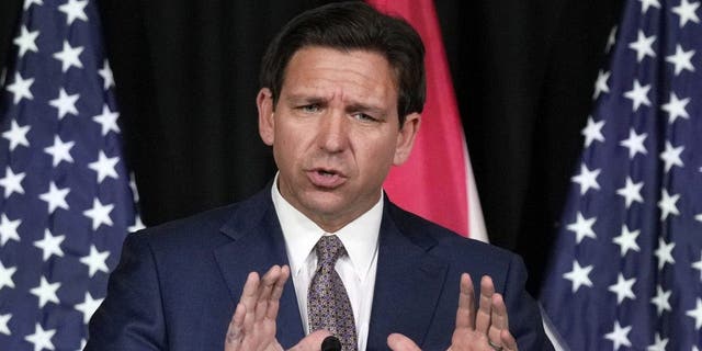 Florida Governor Ron DeSantis speaks announcing the Digital Bill of Rights proposal on Wednesday, February 15, 2023 at Palm Beach Atlantic University in West Palm Beach, Florida.