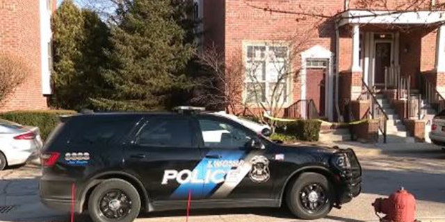 Scene outside a Livonia, Michigan apartment complex where two Detroit police officers were found dead in an apparent murder-suicide.