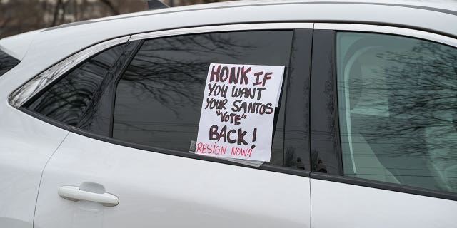 There was a charged atmosphere at "Drive Out Santos: Constituent Caravan Across NY-03" on February 25, 2023 in New Hyde Park, New York. 