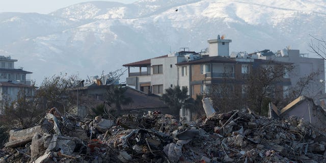 Debris is seen in the aftermath of a deadly earthquake in Hatay, Turkey on February 15, 2023. Turkey is facing a post-earthquake shortage of clean water that can also lead to disease outbreaks.