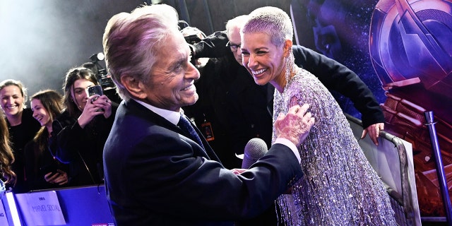 Evangeline Lilly and Michael Douglas star in the Marvel movie "Ant-Man and the Wasp: Quantumania."