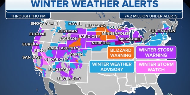 Winter weather alerts nationwide