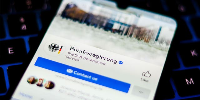 Germany's Facebook page, Bundesregierung, is displayed on a mobile phone screen on Feb. 22, 2023.