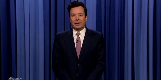 Jimmy Fallon doing a monologue on NBC's "The Tonight Show."