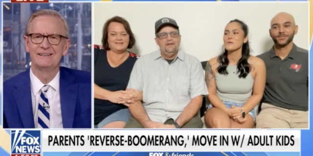Joining cohost Steve Doocy of "Fox and Friends" connected Friday greeting were (left to right) Tiffany Kane, Dan Kane, Darrin Freeman and Josh Freeman.