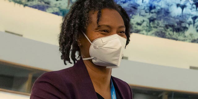 The Department of Health and Human Services's Loyce Pace is seen during the 75th World Health Assembly in Geneva, Switzerland, on May 24, 2022.