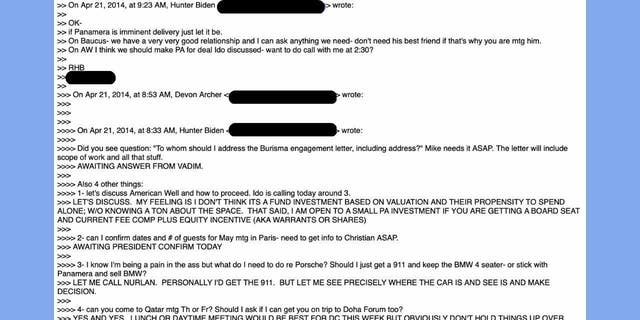 On April 21, 2014, Hunter Biden sent an email to Archer insisting that he was really close with Baucus and "can ask anything we need."
