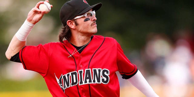Indianapolis Indians infielder Josh Bissonette (5) makes the throw to first during a MiLB game between the Memphis Redbirds and the Indianapolis Indians on June 24, 2022, at Victory Field in Indianapolis, IN.