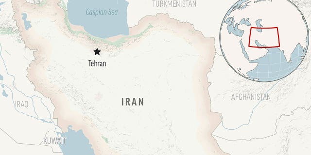 This map shows Iran with its capital, Tehran.