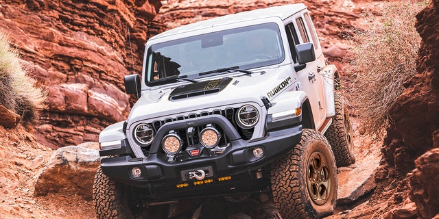 The Rubicon 20th Anniversary Level II by American Expedition Vehicles upfit includes 37-inch tires and is limited to 150 trucks. 