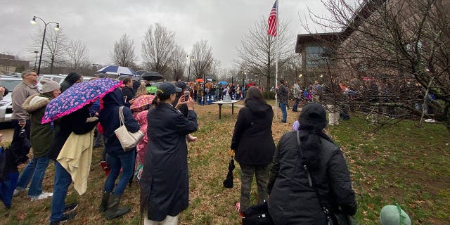 Under rainy skies on Saturday, Kirk Cameron led the crowd gathered in Hendersonville, Tennessee, on Feb. 25, 2023, in pledges and prayers.
