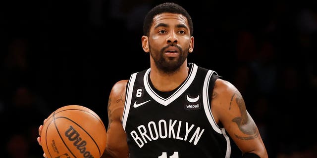 Kyrie Irving of the Brooklyn Nets during the Los Angeles Lakers game at Barclays Center on Jan. 30, 2023, in New York City.