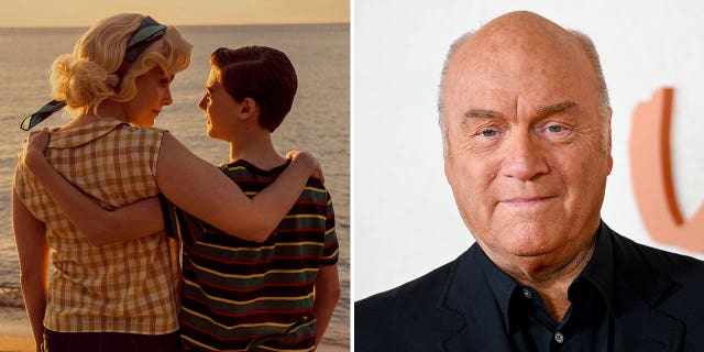 Pastor Greg Laurie (right) is pictured with a photo from the new film, "Jesus Rebellion," which is based on his book about his spiritual journey in the 60s and 70s.