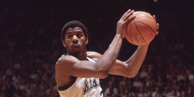 Michigan State's Magic Johnson in action against Indiana State during the NCAA Final Four in Salt Lake City, Utah, on March 26, 1979.