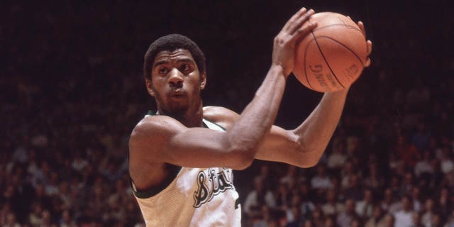 Michigan State's Magic Johnson in action against Indiana State during the NCAA Final Four in Salt Lake City, Utah, on March 26, 1979.