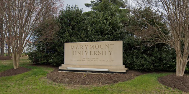 The sign for Marymount University in Arlington, Virginia. 