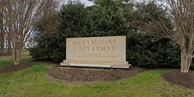 The sign for Marymount University in Arlington, Virginia. 