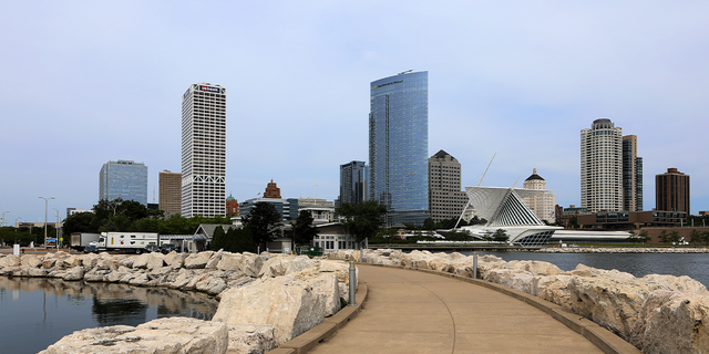 The Milwaukee, Wisconsin, skyline on July 31, 2018.