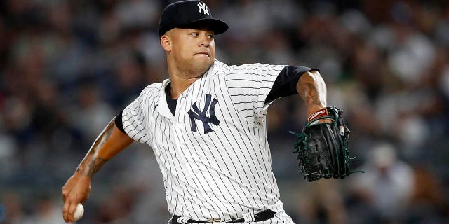 Frankie Montas of the New York Yankees in action against the Tampa Bay Rays at Yankee Stadium Sept. 9, 2022, in the Bronx borough of New York City.