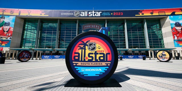 The exterior of FLA Live Arena before the start of the NHL All-Star Skills Competition Feb. 3, 2023 in Sunrise, Fla. 