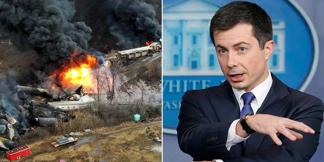 Transportation Secretary Pete Buttigieg refused to answer questions about the toxic train derailment Tuesday, telling a reporter he was taking "personal time."