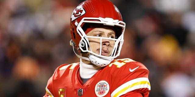 Patrick Mahomes #15 of the Kansas City Chiefs passes the ball during the AFC Championship NFL football game between the Kansas City Chiefs and the Cincinnati Bengals at GEHA Field at Arrowhead Stadium on January 29, 2023 in Kansas City, Missouri.