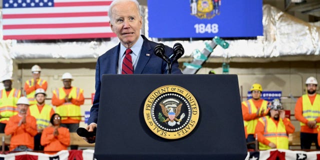 US President Joe Biden speaks about his economic plan at LIUNA Training Center in DeForest, Wisconsin, on February 8, 2023. (Photo by Mandel NGAN / AFP) (Photo by MANDEL NGAN/AFP via Getty Images)