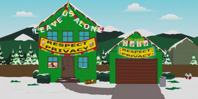 After settling down in South Park, the prince and his wife hang banners requesting privacy all over their new house.