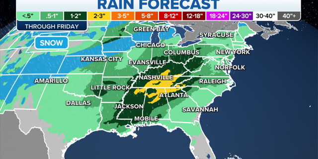 Expected rainfall totals this week.
