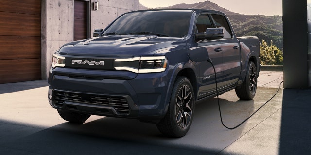 The Ram 1500 REV's battery pack can be filled with 110 miles worth of electricity in 10 minutes.