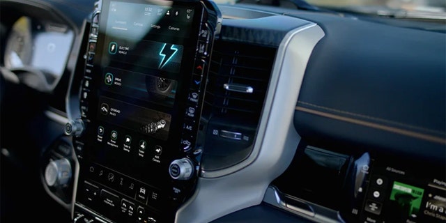 The Ram 1500 REV's dashboard has a monitor for the front passenger.