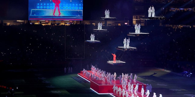 Rihanna at Apple Music's Super Bowl LVII Halftime Show at State Farm Stadium in Glendale, Arizona.