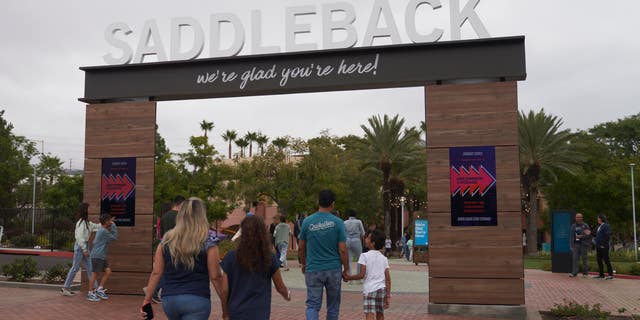 People arrive at Saddleback Church in Lake Forest, California, on Oct. 16, 2022. On Feb. 21, 2023, the Southern Baptist Convention ousted its second-largest congregation for having a female pastor.