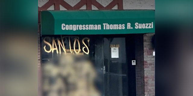 New York Republican Rep. George Santos' district office in New York, has been vandalized with gold paint.
