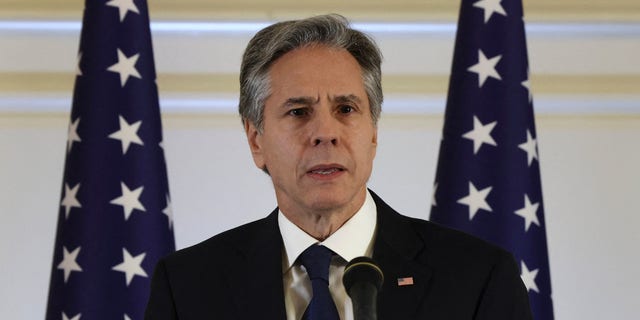 US Secretary of State Antony Blinken speaks during a press conference at the Waldorf Astoria in Jerusalem on January 31, 2023. 