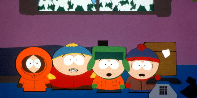 1998 "Kenny", "Cartman", "Kyle", and "Stan" are the characters in the hit series "South Park."