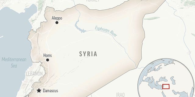 A locator map for Syria