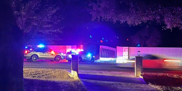 Police outside home where a "mansion rager" was held without the homeowner's permission.